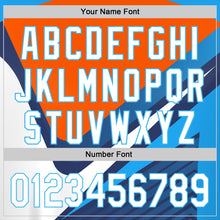Load image into Gallery viewer, Custom Navy White Orange-Sky Blue 3D Pattern Design Abstract Sport Authentic Baseball Jersey