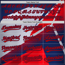 Charger l'image dans la galerie, Custom Red Navy 3D Pattern Design Abstract Sport Authentic Baseball Jersey