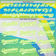 Laden Sie das Bild in den Galerie-Viewer, Custom Neon Green White-Sky Blue 3D Pattern Design Abstract Sport Authentic Baseball Jersey