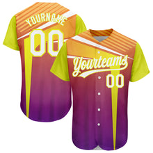 Charger l'image dans la galerie, Custom Orange White Purple-Neon Yellow 3D Pattern Design Abstract Sport Authentic Baseball Jersey