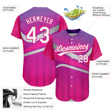 Загрузить изображение в средство просмотра галереи, Custom Purple White-Hot Pink 3D Pattern Design Abstract Sport Authentic Baseball Jersey