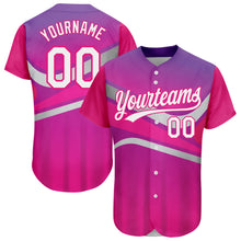 Загрузить изображение в средство просмотра галереи, Custom Purple White-Hot Pink 3D Pattern Design Abstract Sport Authentic Baseball Jersey