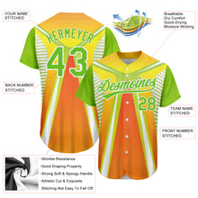 Load image into Gallery viewer, Custom Orange Neon Green-White 3D Pattern Design Abstract Sport Authentic Baseball Jersey