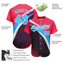 Load image into Gallery viewer, Custom Neon Pink Sky Blue Purple-White 3D Pattern Design Abstract Sport Authentic Baseball Jersey