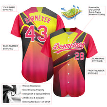 Charger l'image dans la galerie, Custom Neon Pink Neon Yellow-White 3D Pattern Design Abstract Sport Authentic Baseball Jersey