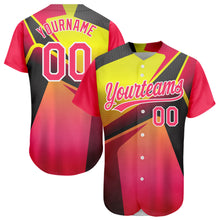 Charger l'image dans la galerie, Custom Neon Pink Neon Yellow-White 3D Pattern Design Abstract Sport Authentic Baseball Jersey