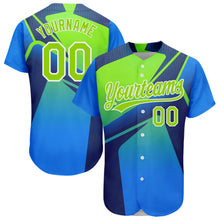 Load image into Gallery viewer, Custom Royal Neon Green-White 3D Pattern Design Abstract Sport Authentic Baseball Jersey