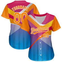 Загрузить изображение в средство просмотра галереи, Custom Pink Bay Orange Light Blue-White 3D Pattern Design Abstract Sport Authentic Baseball Jersey