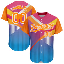 Загрузить изображение в средство просмотра галереи, Custom Pink Bay Orange Light Blue-White 3D Pattern Design Abstract Sport Authentic Baseball Jersey