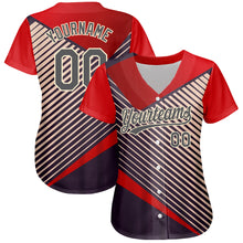 Load image into Gallery viewer, Custom Red Steel Gray=Cream 3D Pattern Design Abstract Sport Authentic Baseball Jersey