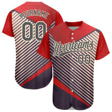 Load image into Gallery viewer, Custom Red Steel Gray=Cream 3D Pattern Design Abstract Sport Authentic Baseball Jersey