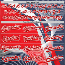 Charger l'image dans la galerie, Custom Navy Red-White 3D Pattern Design Abstract Sport Authentic Baseball Jersey