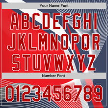 Charger l'image dans la galerie, Custom Navy Red-White 3D Pattern Design Abstract Sport Authentic Baseball Jersey