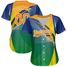 Load image into Gallery viewer, Custom Kelly Green Bay Orange-White 3D Pattern Design Abstract Sport Authentic Baseball Jersey