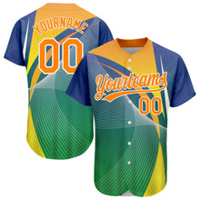 Load image into Gallery viewer, Custom Kelly Green Bay Orange-White 3D Pattern Design Abstract Sport Authentic Baseball Jersey