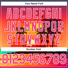 Charger l'image dans la galerie, Custom Neon Pink White 3D Pattern Design Hawaii Palm Trees And Beach Sunrise Authentic Baseball Jersey