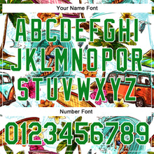 Load image into Gallery viewer, Custom White Grass Green 3D Pattern Design Hawaii Palm Trees And Beach Surfing Authentic Baseball Jersey