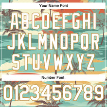 Charger l'image dans la galerie, Custom Aqua White-Old Gold 3D Pattern Design Cartoon Hawaii Palm Trees Authentic Baseball Jersey