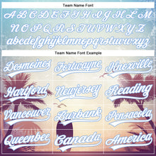 Load image into Gallery viewer, Custom Light Blue White 3D Pattern Design Hawaii Palm Trees And Beach Dusk Authentic Baseball Jersey