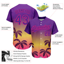 Load image into Gallery viewer, Custom Purple Hot Pink 3D Pattern Design Hawaii Palm Trees Authentic Baseball Jersey