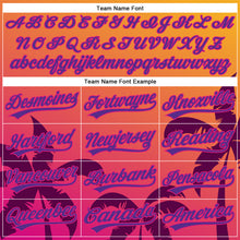 Загрузить изображение в средство просмотра галереи, Custom Gold Purple-Hot Pink 3D Pattern Design Hawaii Palm Trees Authentic Baseball Jersey
