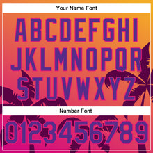 Загрузить изображение в средство просмотра галереи, Custom Gold Purple-Hot Pink 3D Pattern Design Hawaii Palm Trees Authentic Baseball Jersey