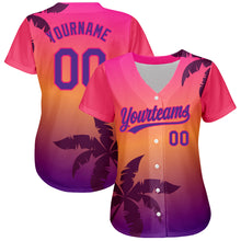 Загрузить изображение в средство просмотра галереи, Custom Hot Pink Purple 3D Pattern Design Hawaii Palm Trees Authentic Baseball Jersey