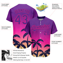 Загрузить изображение в средство просмотра галереи, Custom Purple Hot Pink 3D Pattern Design Hawaii Palm Trees Authentic Baseball Jersey
