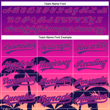Загрузить изображение в средство просмотра галереи, Custom Purple Hot Pink 3D Pattern Design Hawaii Palm Trees Authentic Baseball Jersey