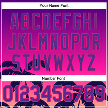 Загрузить изображение в средство просмотра галереи, Custom Purple Hot Pink 3D Pattern Design Hawaii Palm Trees Authentic Baseball Jersey