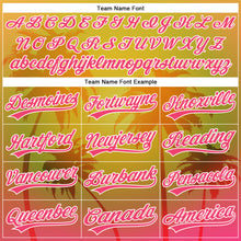 Загрузить изображение в средство просмотра галереи, Custom Gold Neon Pink-White 3D Pattern Design Hawaii Palm Trees Authentic Baseball Jersey