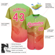 Laden Sie das Bild in den Galerie-Viewer, Custom Neon Green Neon Pink-White 3D Pattern Design Hawaii Palm Leaves Authentic Baseball Jersey
