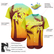 Загрузить изображение в средство просмотра галереи, Custom Gold Neon Yellow-White 3D Pattern Design Hawaii Palm Trees Authentic Baseball Jersey