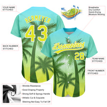 Загрузить изображение в средство просмотра галереи, Custom Light Blue Neon Yellow-White 3D Pattern Design Hawaii Palm Trees Authentic Baseball Jersey