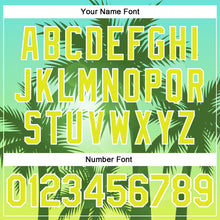 Загрузить изображение в средство просмотра галереи, Custom Light Blue Neon Yellow-White 3D Pattern Design Hawaii Palm Trees Authentic Baseball Jersey