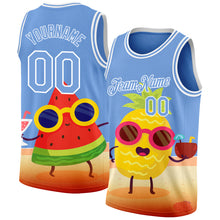 Загрузить изображение в средство просмотра галереи, Custom Light Blue White 3D Pattern Summer Beach Holiday Authentic Basketball Jersey