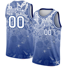 Load image into Gallery viewer, Custom Royal White 3D Pattern Design Seashells And Starfishes Authentic Basketball Jersey