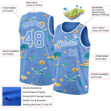 Загрузить изображение в средство просмотра галереи, Custom Light Blue White 3D Pattern Hawaii Beach Palm Trees Authentic Basketball Jersey