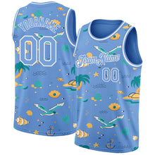 Загрузить изображение в средство просмотра галереи, Custom Light Blue White 3D Pattern Hawaii Beach Palm Trees Authentic Basketball Jersey