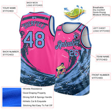 Загрузить изображение в средство просмотра галереи, Custom Pink Light Blue-Black 3D Pattern Summer Beach Surfing Authentic Basketball Jersey