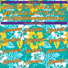 Загрузить изображение в средство просмотра галереи, Custom Aqua Gold-Purple 3D Pattern Hawaii Flowers Authentic Basketball Jersey