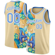 Загрузить изображение в средство просмотра галереи, Custom City Cream Light Blue-White 3D Pattern Beach Seashells And Starfishes Authentic Basketball Jersey