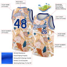 Загрузить изображение в средство просмотра галереи, Custom City Cream Royal-White 3D Pattern Beach Seashells And Starfishes Authentic Basketball Jersey
