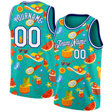 Load image into Gallery viewer, Custom Aqua White-Royal 3D Pattern Summer Hawaii Beach Holiday Authentic Basketball Jersey
