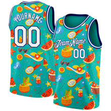 Загрузить изображение в средство просмотра галереи, Custom Aqua White-Royal 3D Pattern Summer Hawaii Beach Holiday Authentic Basketball Jersey