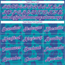 Загрузить изображение в средство просмотра галереи, Custom Teal Purple-White 3D Pattern Hawaii Palm Trees Authentic Basketball Jersey