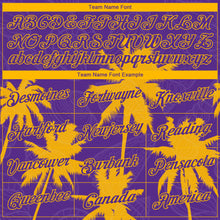 Загрузить изображение в средство просмотра галереи, Custom Purple Gold 3D Pattern Hawaii Palm Trees Authentic Basketball Jersey