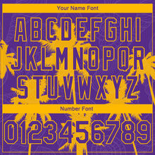 Загрузить изображение в средство просмотра галереи, Custom Purple Gold 3D Pattern Hawaii Palm Trees Authentic Basketball Jersey