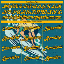 Загрузить изображение в средство просмотра галереи, Custom Teal Gold-Black 3D Pattern Beach Surfing Authentic Basketball Jersey