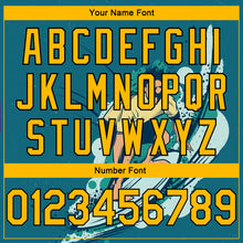 Загрузить изображение в средство просмотра галереи, Custom Teal Gold-Black 3D Pattern Beach Surfing Authentic Basketball Jersey